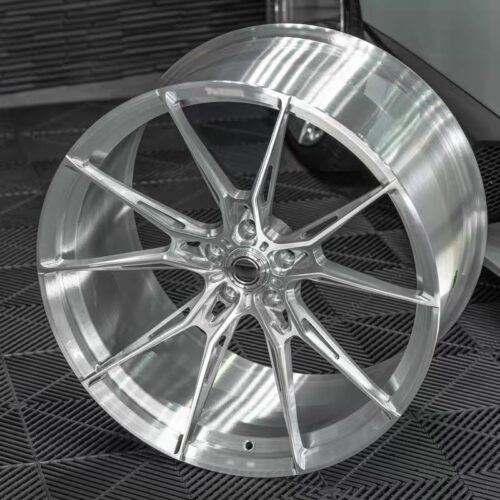 Custom-made brushed silver forged wheels for Ferrari 458 Spider